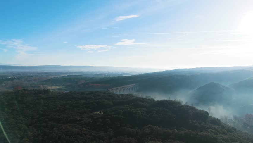 Morning Mist Over Ancient Roman Bridge