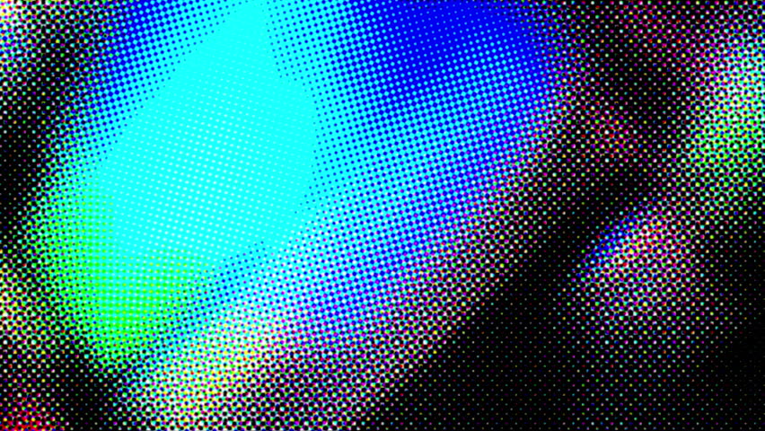 Pixelated Color Burst with Red, Blue, and Yellow on a Black Backgroun. High quality FullHD footage.