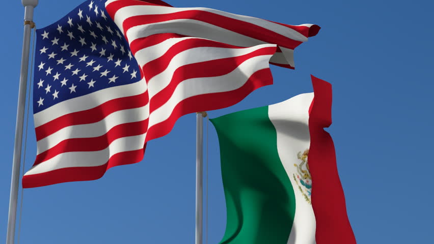 Flag of Usa and Mexico Stock Footage Video (100% Royalty-free) 3406487