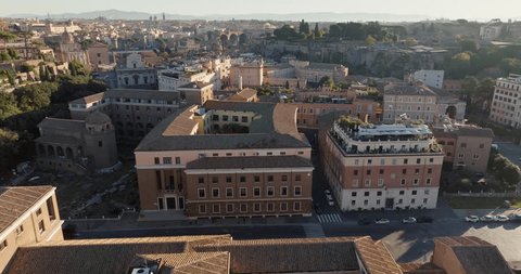 Aerial view of the cityscape of Rome, Italy. Old buildings in the historical part of the city, a beautiful urban landscape. High quality 4k footageの動画素材