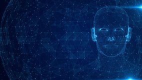 Futuristic Data Holographic interface. Human Head HUD digital artificial intelligence hologram projection virtual reality. Augmented reality, game, future technology, AI concept. VR. 3D Illustration - Powered by Shutterstock - Get 15% off with code: PIKWIZARD15