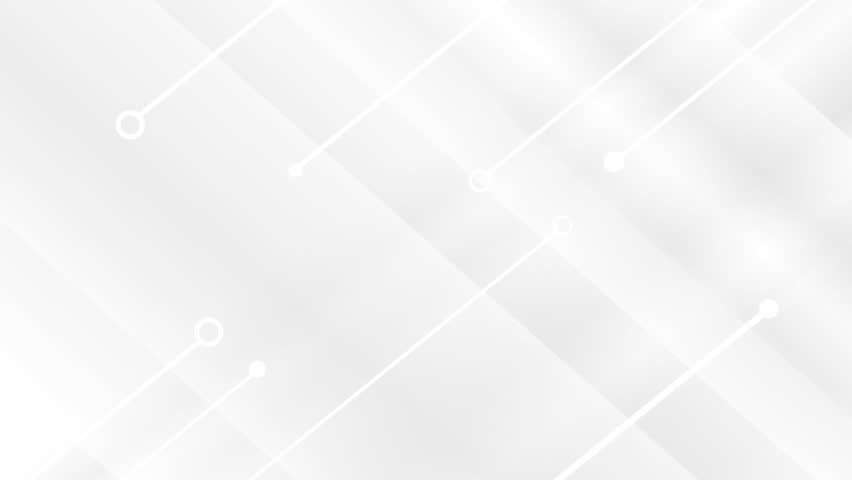 Grey and white minimal geometry abstract motion background with circuit board lines.