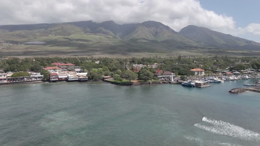 Drone shot of Lahaina, Hawaii before the fire
