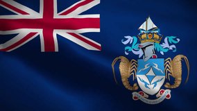 Tristan da Cunha flag waving animation, perfect looping, 4K video background, official colors