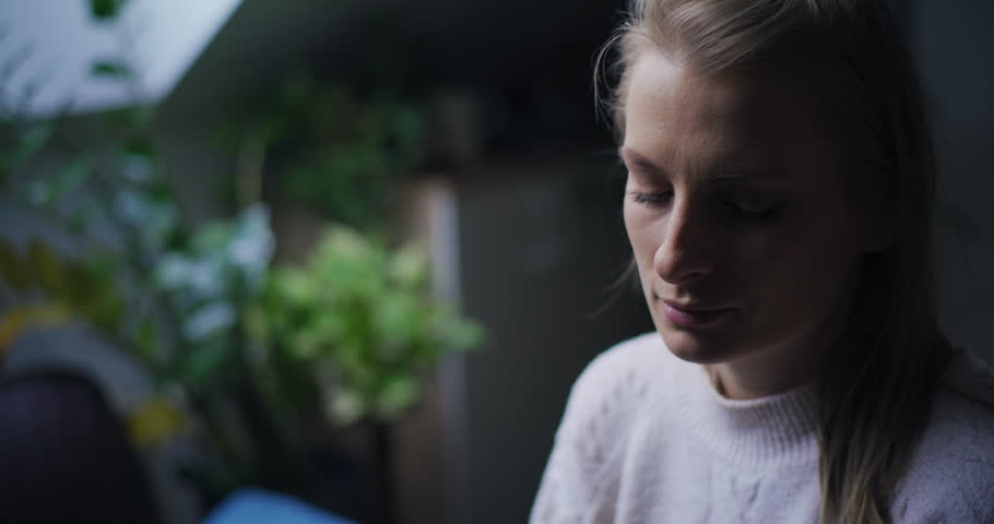 Portrait of Inspired Woman Contemplating Dreaming Thinking Portrait