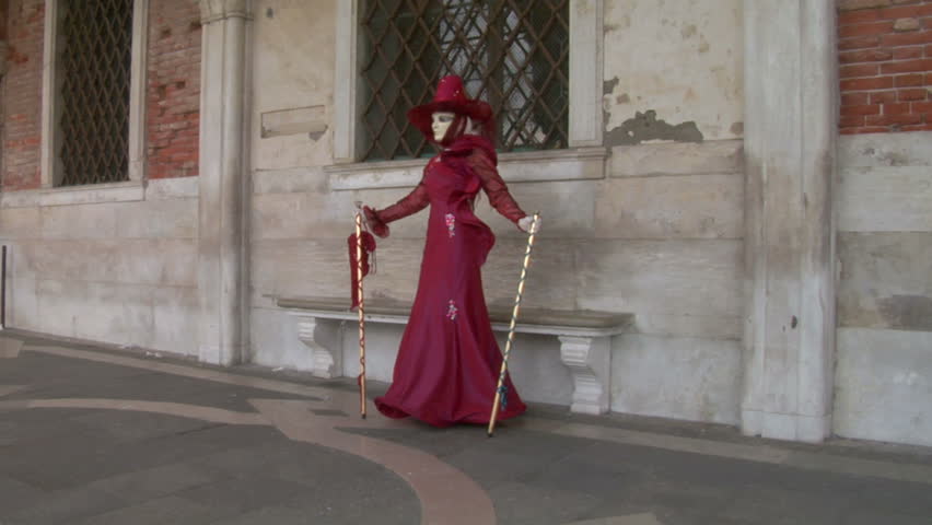 VENICE - February 12: Person in Venetian costume attends the Carnival of Venice,