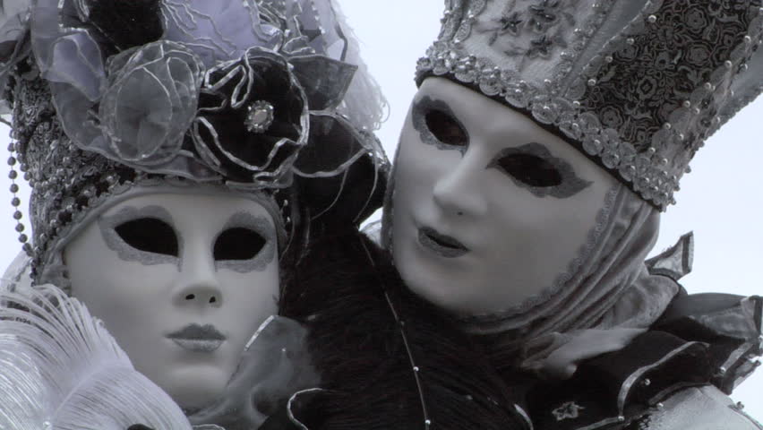 VENICE - FEBRUARY 12: Person in Venetian costume attends the Carnival of Venice,