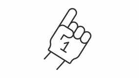 Animated foam finger icon. Fan support line animation. Sporting event. Game day. Encourage football team. Black illustration on white background. HD video with alpha channel. Motion graphic - Powered by Shutterstock - Get 15% off with code: PIKWIZARD15