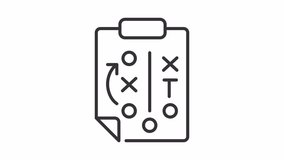 Animated playbook icon. Game strategy line animation. American football tactics. Planning team game. Black illustration on white background. HD video with alpha channel. Motion graphic - Powered by Shutterstock - Get 15% off with code: PIKWIZARD15
