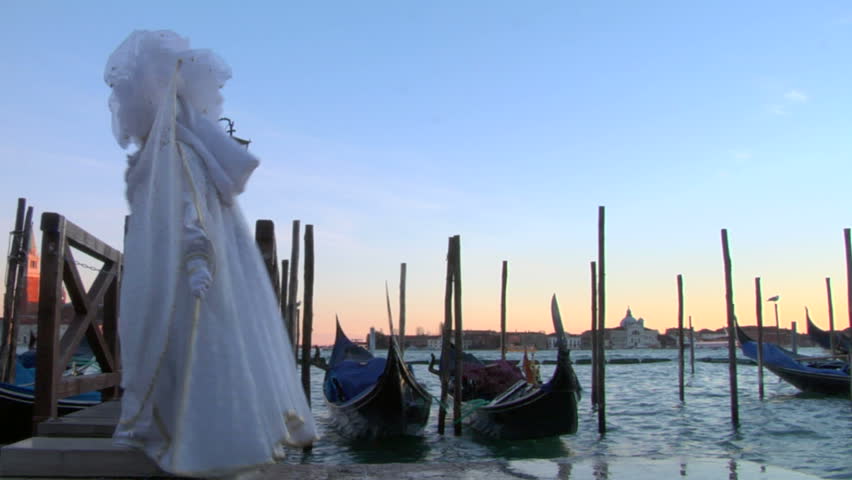 VENICE - February 12: Person in Venetian costume attends the Carnival of Venice,