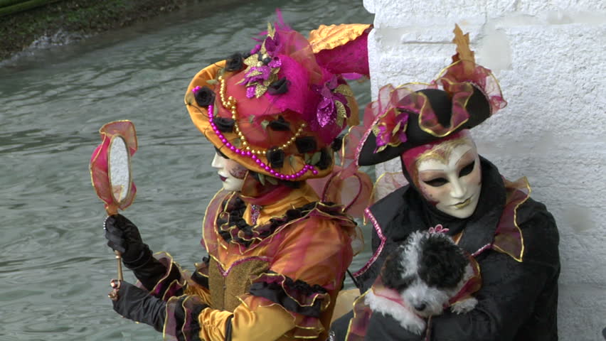 VENICE - FEBRUARY 12: Person in Venetian costume attends the Carnival of Venice,