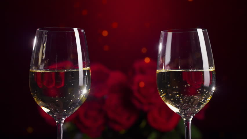 Valentines wine and rose,valentine’s day celebratory toast Royalty-Free Stock Footage #3407392379
