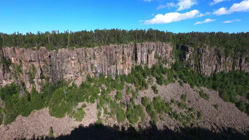 Ouimet Canyon and hills in distance in Northern Ontario, Canada.