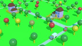 Trip drive on countryside rural farm intro able to loop endless 4k. 3D Illustration