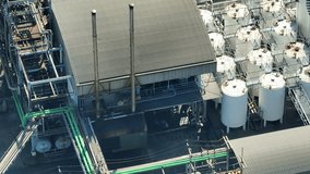 A diesel and biodiesel refinery, a modern alchemy lab where they transform raw materials into liquid gold - diesel and biodiesel, fuelling our vehicles and greening the planet. Aerial footage.
