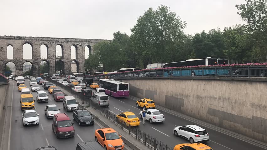 Traffic jam in old Istanbul