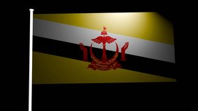 Brunei Darussalam flag Motion Loop video waving in wind. Realistic Bruneian Flag background. Brunei Flag Looping Closeup UHD 3840x2160 footage. Brunei asia country flags footage video for film. 4k