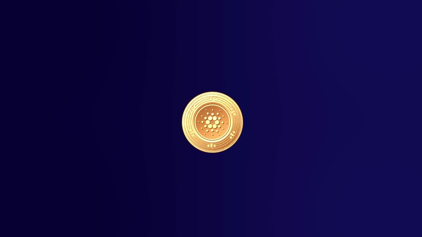 Cardano cryptocurrency on he background of glowing blockchain technology transaction schematic. Cardano's blockchain and ADA coin 3d rendering. Royalty-Free Stock Footage #3407852565