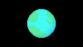 2D Earth animated.Cartoon planet rotating with alpha channel.4K resolution.Pixel art animation style