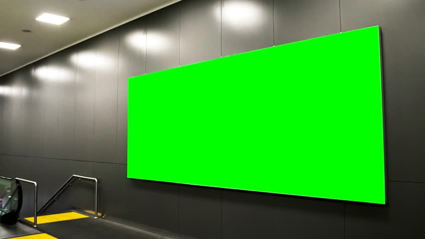 Billboard mockup video, green screen chroma key, zoom in out camera effect