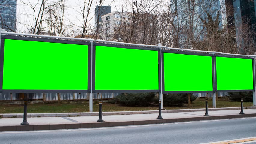 Billboard mockup video, green screen chroma key, zoom in out camera effect