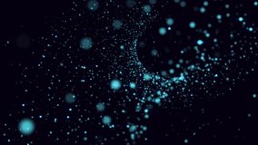 Blue bokeh particles awards dust gradient abstract background. Futuristic glittering in space on blue background