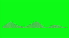 Wavy vibrations of rhythm. Volume level signal with green screen background. White element of sound technology. Acoustic or disco frequency of one side waveform equalizer