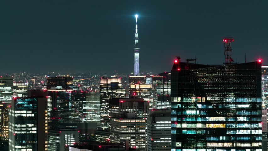 Timelapse of Tokyo Skytree in Tokyo in Japan Royalty-Free Stock Footage #3408343381