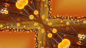 Cross made of yellow and blue wires and dots. Kaleidoscope VJ loop. - Powered by Shutterstock - Get 15% off with code: PIKWIZARD15