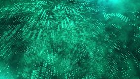 Futuristic green trapcode form. 4k Abstract blue motion background. data transfer particle effect. a sea of glowing neon particles pulse across the screen. Data cloud effect. - Powered by Shutterstock - Get 15% off with code: PIKWIZARD15