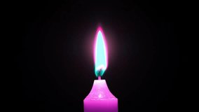 Bright purple candle with burning wick with blue and pink fire flickering in the dark in slow motion - Powered by Shutterstock - Get 15% off with code: PIKWIZARD15