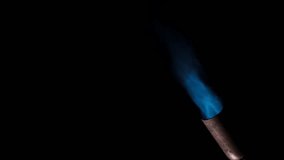 Gas burner flame. Blue fire isolated on black background, close-up. Blue flame switched on from nozzle of gas torch. Flame of manual Butane burner. VFX, Compositing as jet rocket propulsion, spaceship - Powered by Shutterstock - Get 15% off with code: PIKWIZARD15