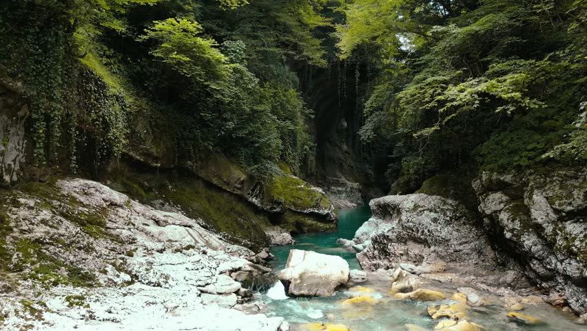 Blue water in Martvili Canyon, Georgia