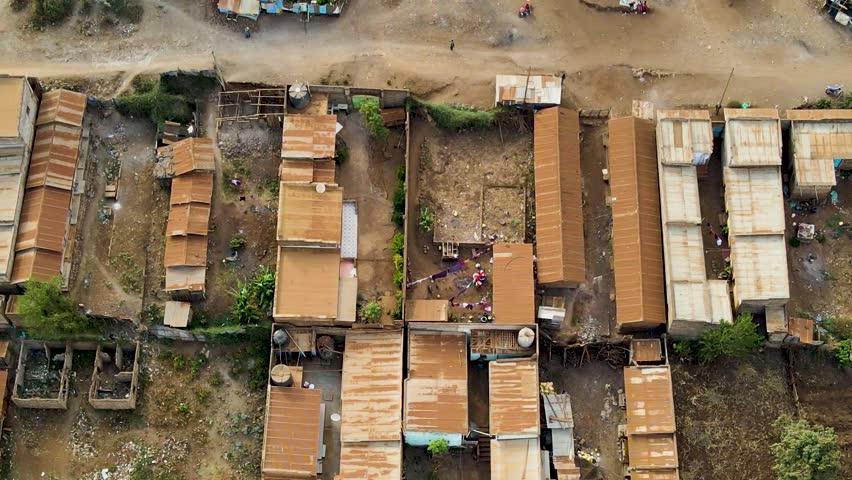 Aerial View of Nairobi, Kenya. Urban Neighborhood and Downtown in Skyline, 60fps Drone Shot