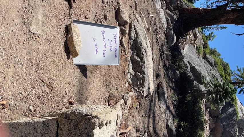 Vertical Shot Of Permit Required 24-7 Beyond This Point Sign At The Entrance Of Sub Dome Hiking Trail In Yosemite, California.