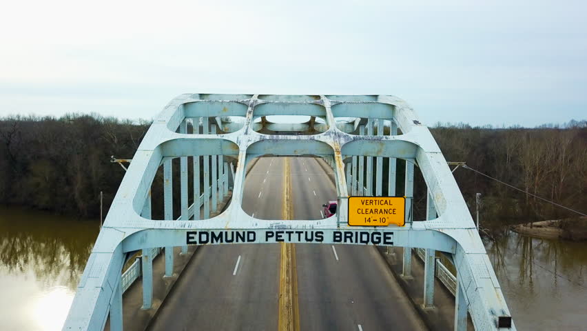 Edmund Pettus Bridge Selma Alabama Aerial – Iconic MLK Selma to Montgomery marches