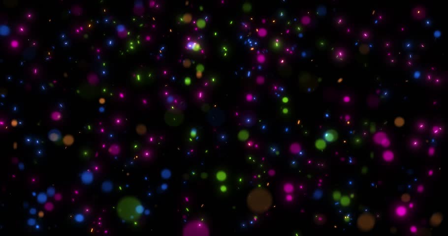 Colorful light particles on black background