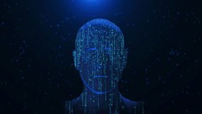 Artificial Intelligence human face Facial recognition biometric medical research concept, big data or cyber security. Digital ai deep head virtual Reality Hologram data. Detection Id. 3D Illustration - Powered by Shutterstock - Get 15% off with code: PIKWIZARD15