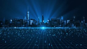 4K Cyberpunk Metaverse crypto currency technology concept, Futuristic network neon city at night background. network digital hologram internet of things on city background.5G network. 3D Illustration - Powered by Shutterstock - Get 15% off with code: PIKWIZARD15