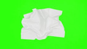 Blank sheet of white paper appears on green screen chroma key background from a paper ball, wrinkles again and disappears. Stop motion animation.  - Powered by Shutterstock - Get 15% off with code: PIKWIZARD15