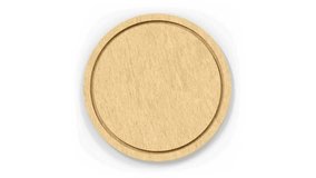Round wooden cutting board cutout, 4k animation on white background