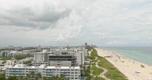 Aerial top drone view of Miami Beach. Skyline of Miami, Florida. Miami aerial view, FL, USA. South Miami Beach.