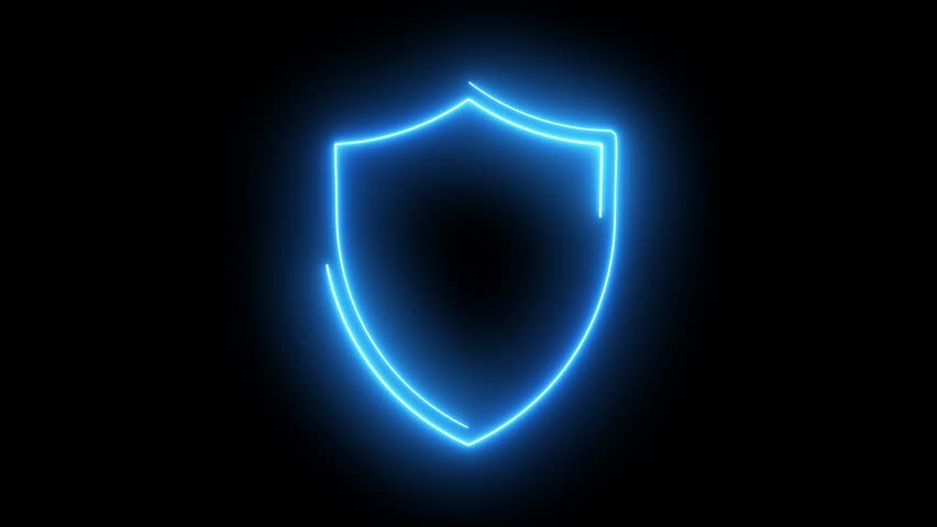 shield neon icon emblem logo animated shield neon emblem logo green screen 4k