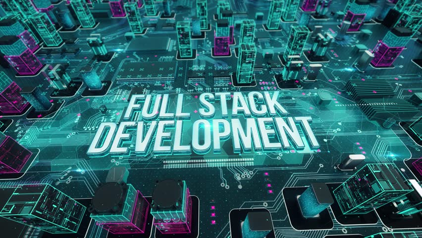 Full Stack Development with digital technology hitech concept