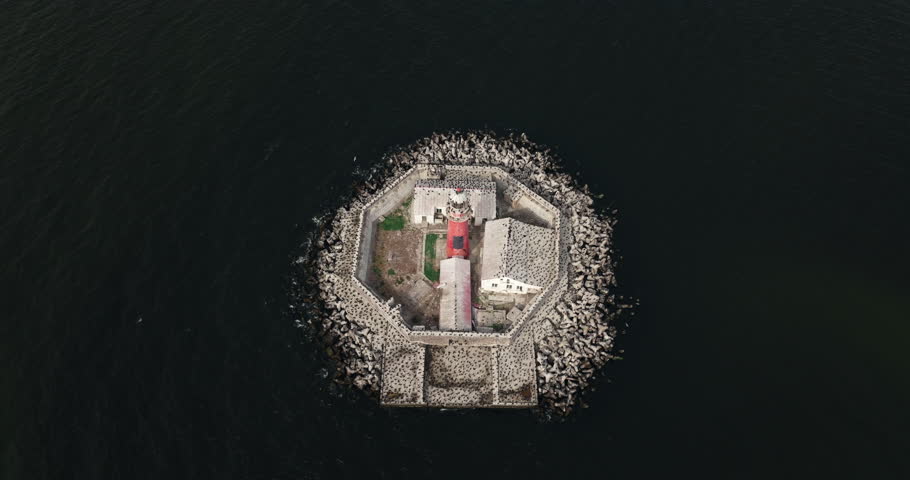 Top down view Kolka lighthouse island, Latvia