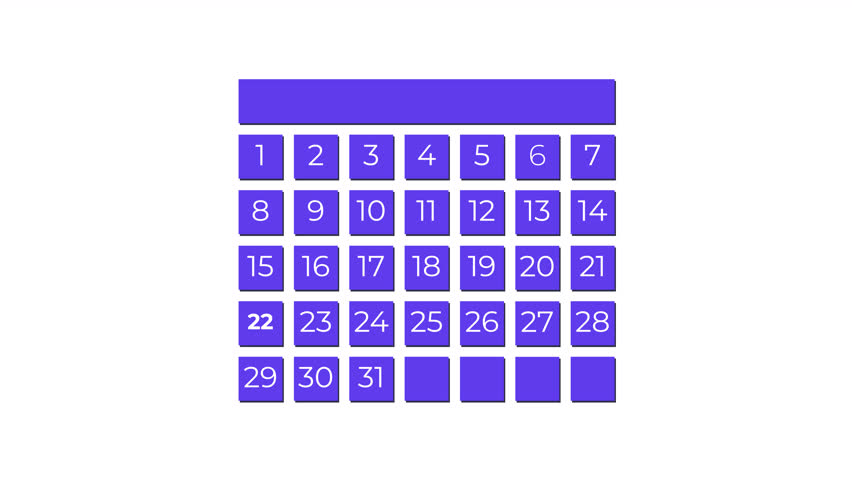 22nd February calendar icon animation. Alpha matte with transparent background 4K resolution. Royalty-Free Stock Footage #3409414289