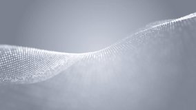Abstract clean white and gray  digital dynamic particle waves with light motion lights background, data flow, cyber technology. 3D rendering. Seamless loop 4k video. Screensaver video animation	 - Powered by Shutterstock - Get 15% off with code: PIKWIZARD15