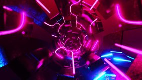 Neon light tunnel with pink and blue background. Infinitely looped animation. - Powered by Shutterstock - Get 15% off with code: PIKWIZARD15