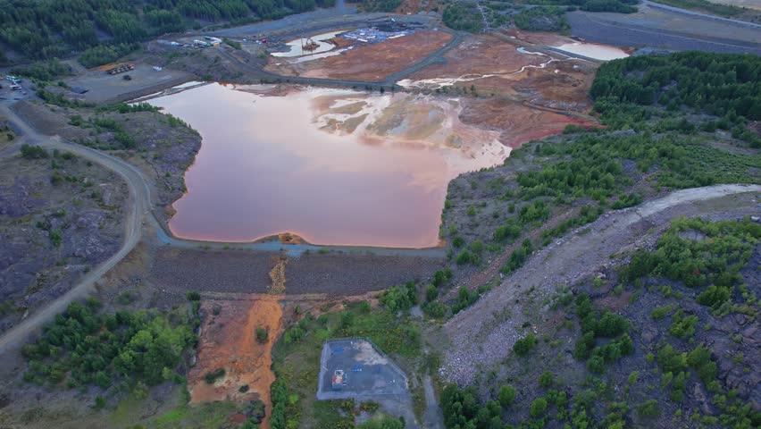 Aftermath of mining company in Sudbury, Ontario, Canada, known for its mining activities, including nickel mining, processing facility, mill, smelter and refinery. Largest complexes in the world.