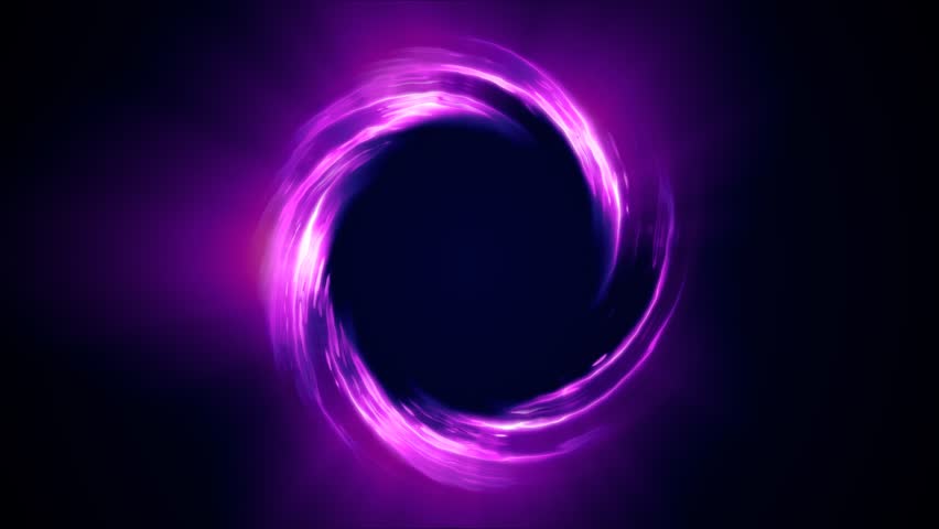 Looped twirl circle of stripes and lines of bright purple beautiful magical energy glowing neon, round frame. Abstract background Royalty-Free Stock Footage #3409650873
